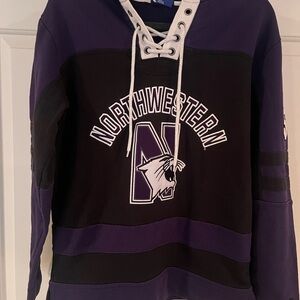 Northwestern Champion Purple and Black Lace-Up Hoodie / Jersey